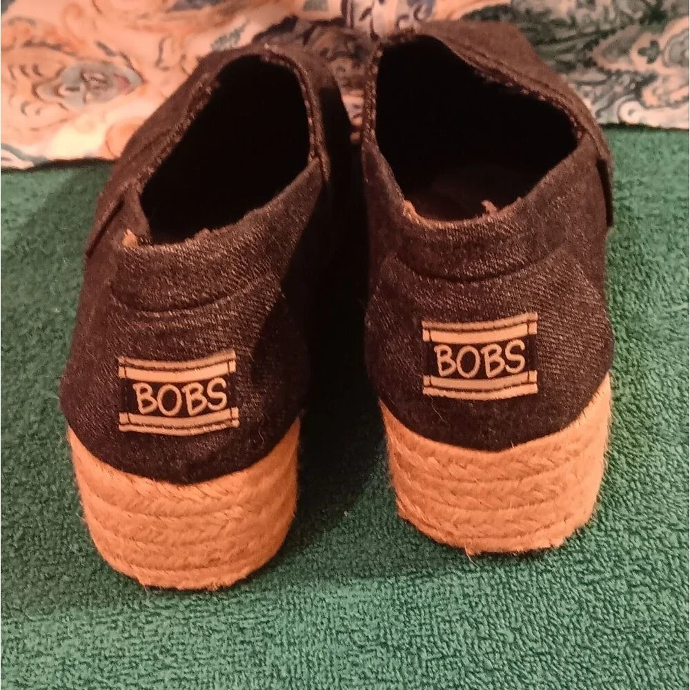 Bobs By Sketchers  Espadrille Slip-On Shoes Denim Woven Soles Womens Size 7